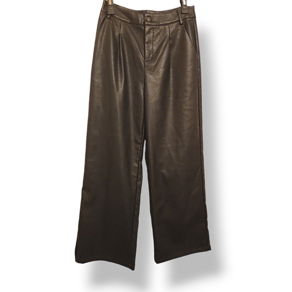 Cider PLeather Wide Leg Witchy Goth Pants Size M Womens High Rise Black Retro